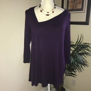 2/$25 Ellumi Nation Asymmetrical Neckline Knit Top M